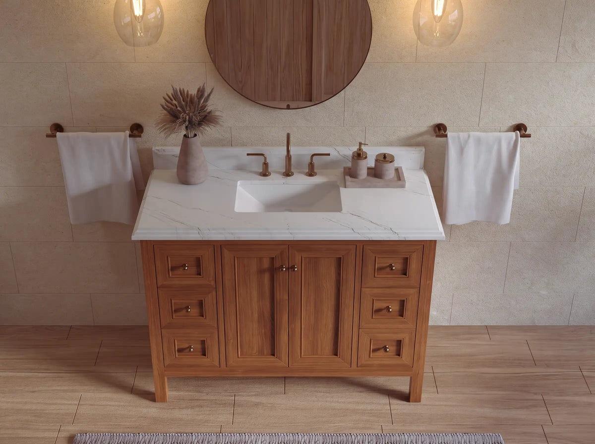Nashville Teak Wood 48 in. W x 22 in. D Single Sink Bathroom Vanity