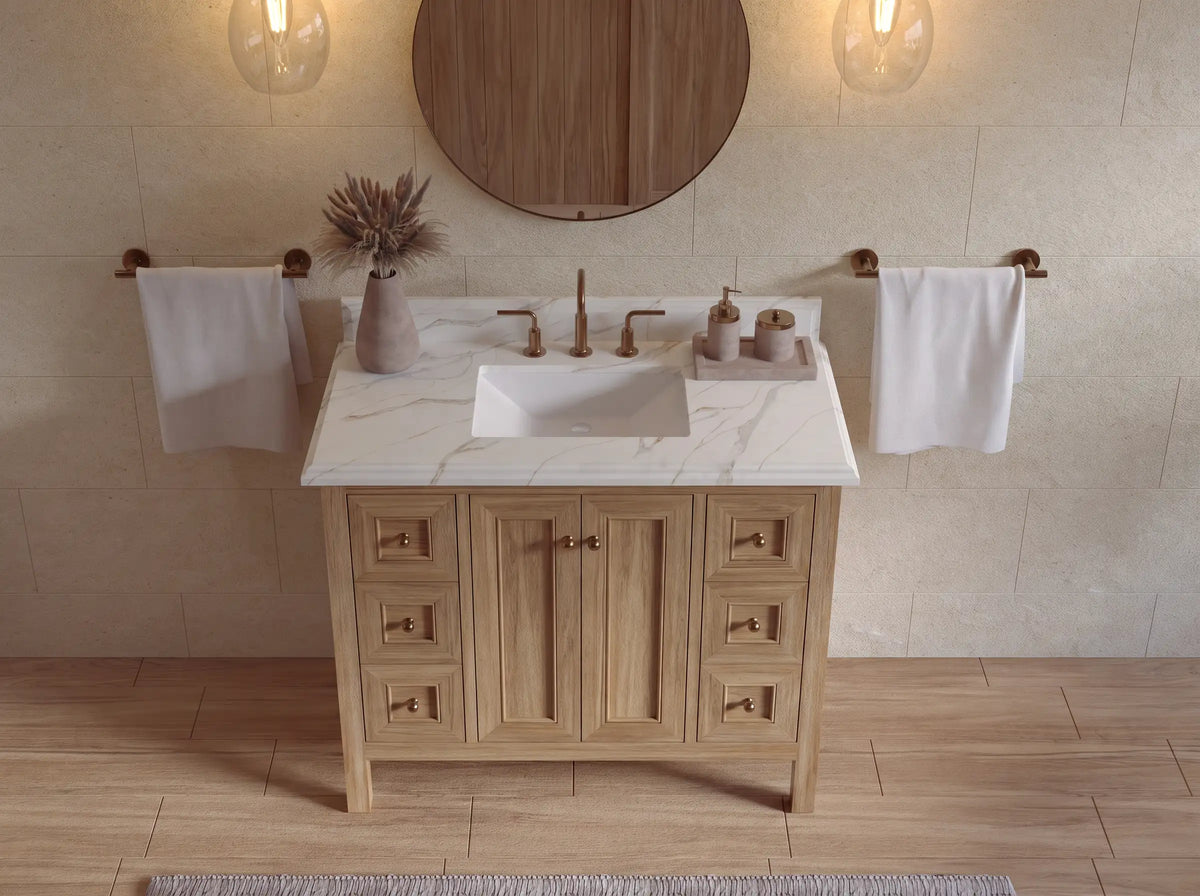 Nashville Teak Wood 42 in. W x 22 in. D Single Sink Bathroom Vanity