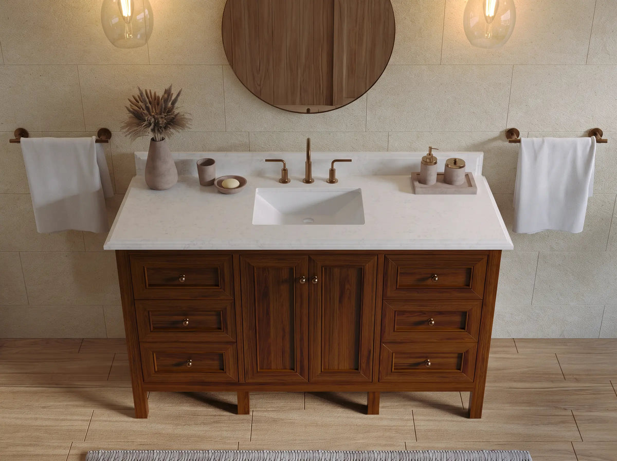 Nashville Teak Wood 60 in. W x 22 in. D Single Sink Bathroom Vanity