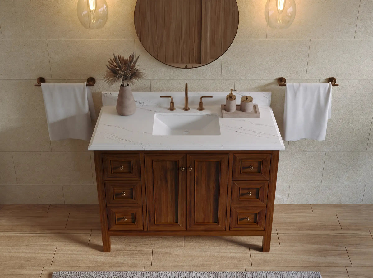 Nashville Teak Wood 48 in. W x 22 in. D Single Sink Bathroom Vanity