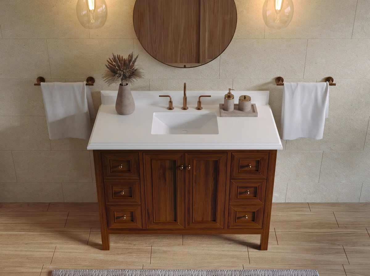 Nashville Teak Wood 48 in. W x 22 in. D Single Sink Bathroom Vanity
