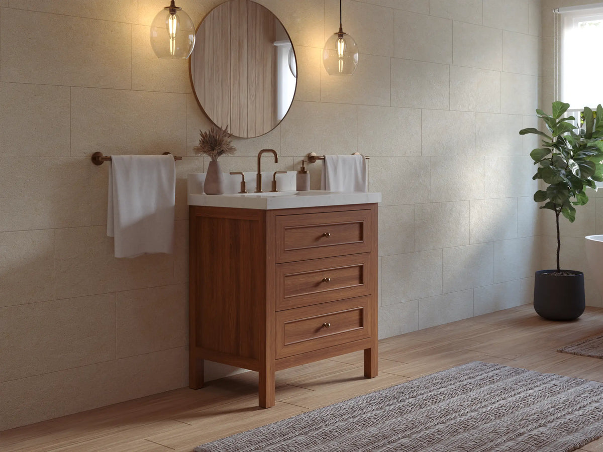 Nashville Teak Wood 30 in. W x 22 in. D Single Sink Bathroom Vanity