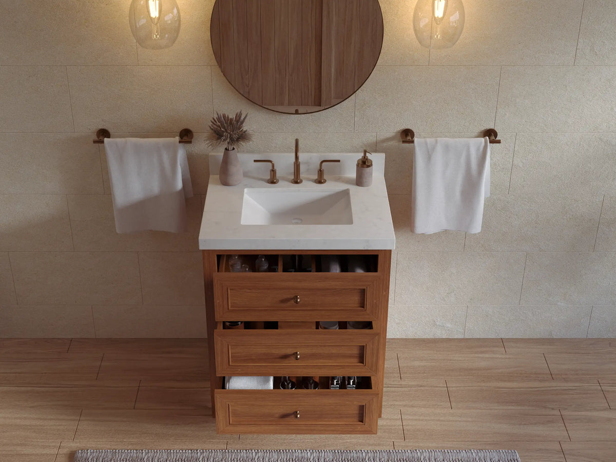 Nashville Teak Wood 30 in. W x 22 in. D Single Sink Bathroom Vanity