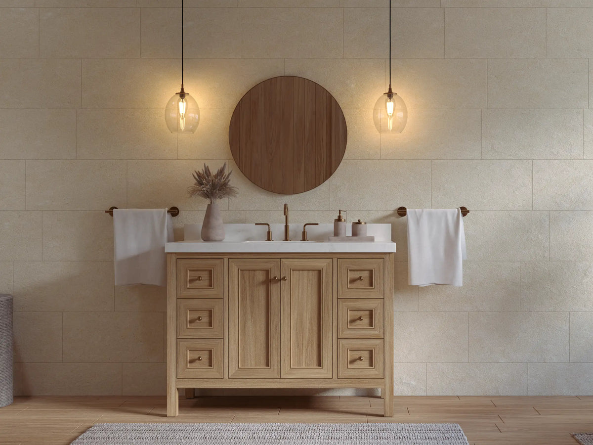 Nashville Teak Wood 48 in. W x 22 in. D Single Sink Bathroom Vanity