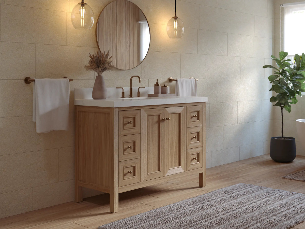 Nashville Teak Wood 48 in. W x 22 in. D Single Sink Bathroom Vanity