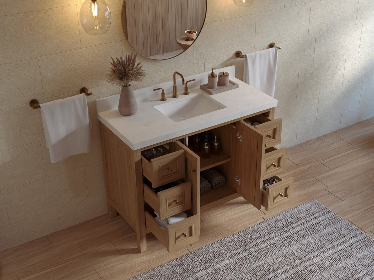 Nashville Teak Wood 48 in. W x 22 in. D Single Sink Bathroom Vanity