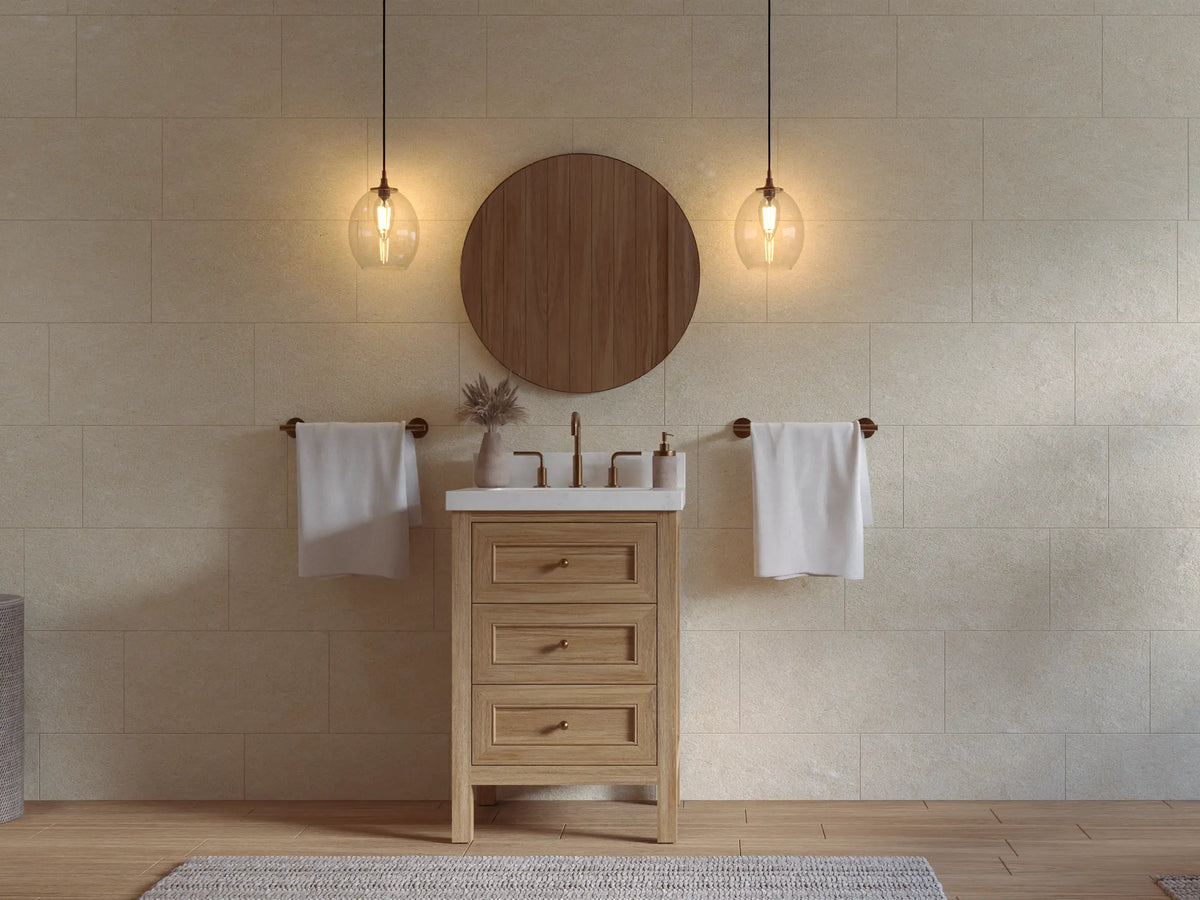 Nashville Teak Wood 24 in. W x 22 in. D Single Sink Bathroom Vanity
