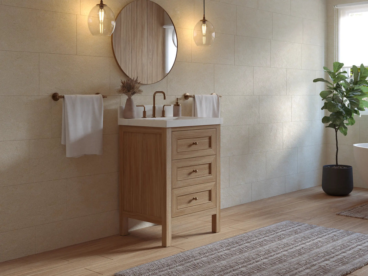 Nashville Teak Wood 24 in. W x 22 in. D Single Sink Bathroom Vanity