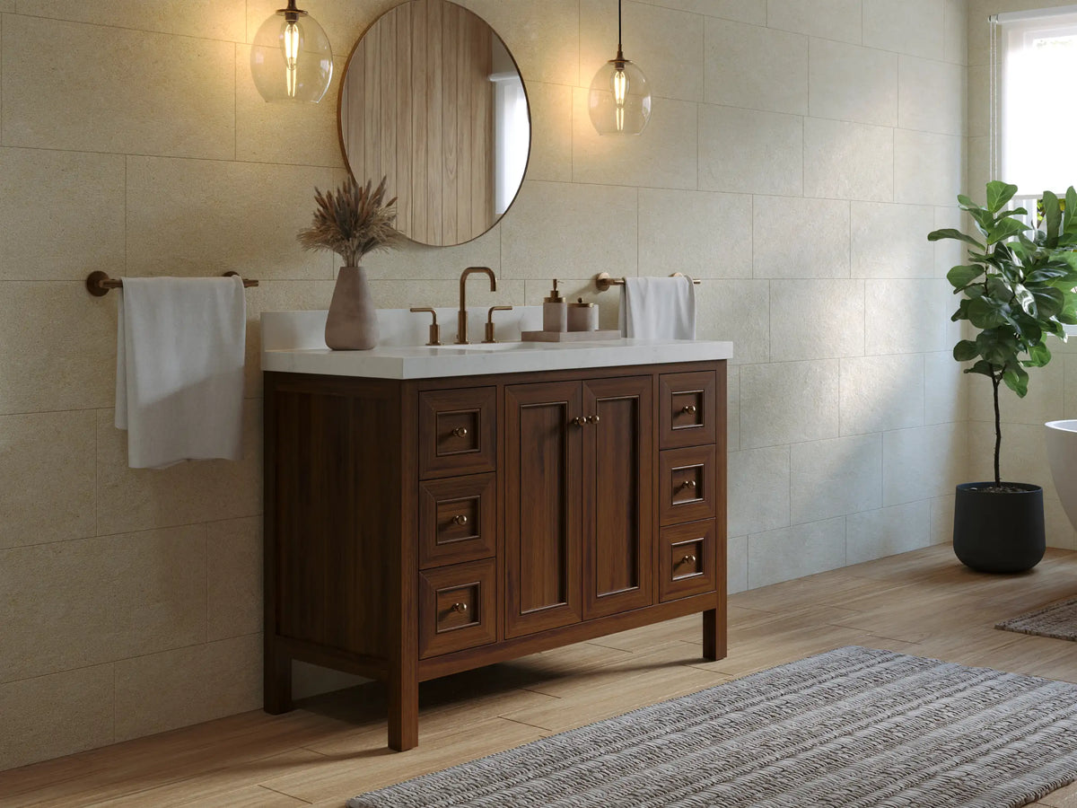 Nashville Teak Wood 48 in. W x 22 in. D Single Sink Bathroom Vanity