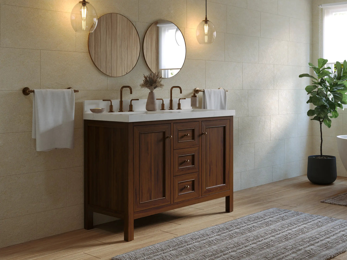 Nashville Teak Wood 48 in. W x 22 in. D Double Sink Bathroom Vanity