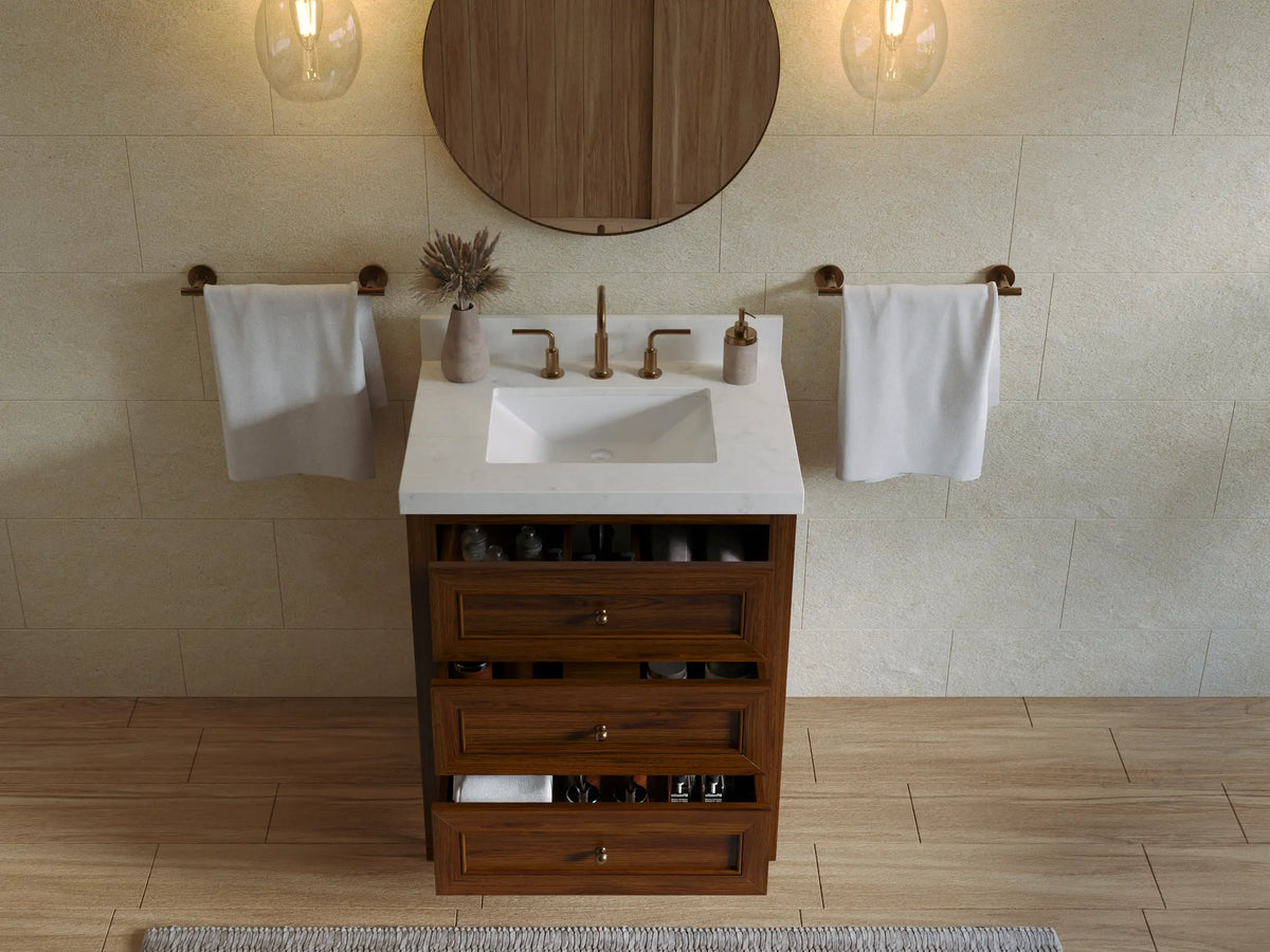 Nashville Teak Wood 30 in. W x 22 in. D Single Sink Bathroom Vanity