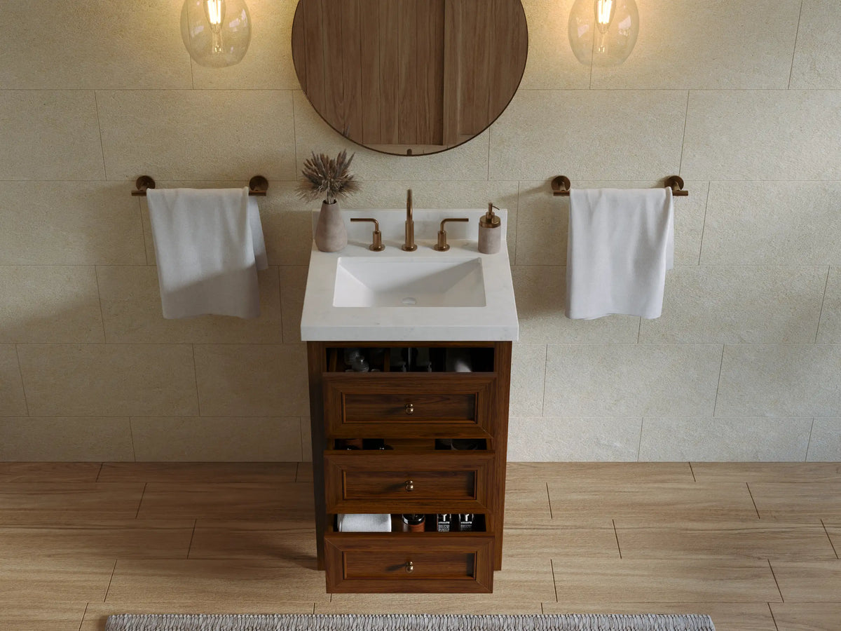 Nashville Teak Wood 24 in. W x 22 in. D Single Sink Bathroom Vanity