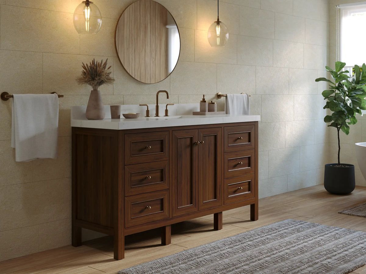 Nashville Teak Wood 60 in. W x 22 in. D Single Sink Bathroom Vanity