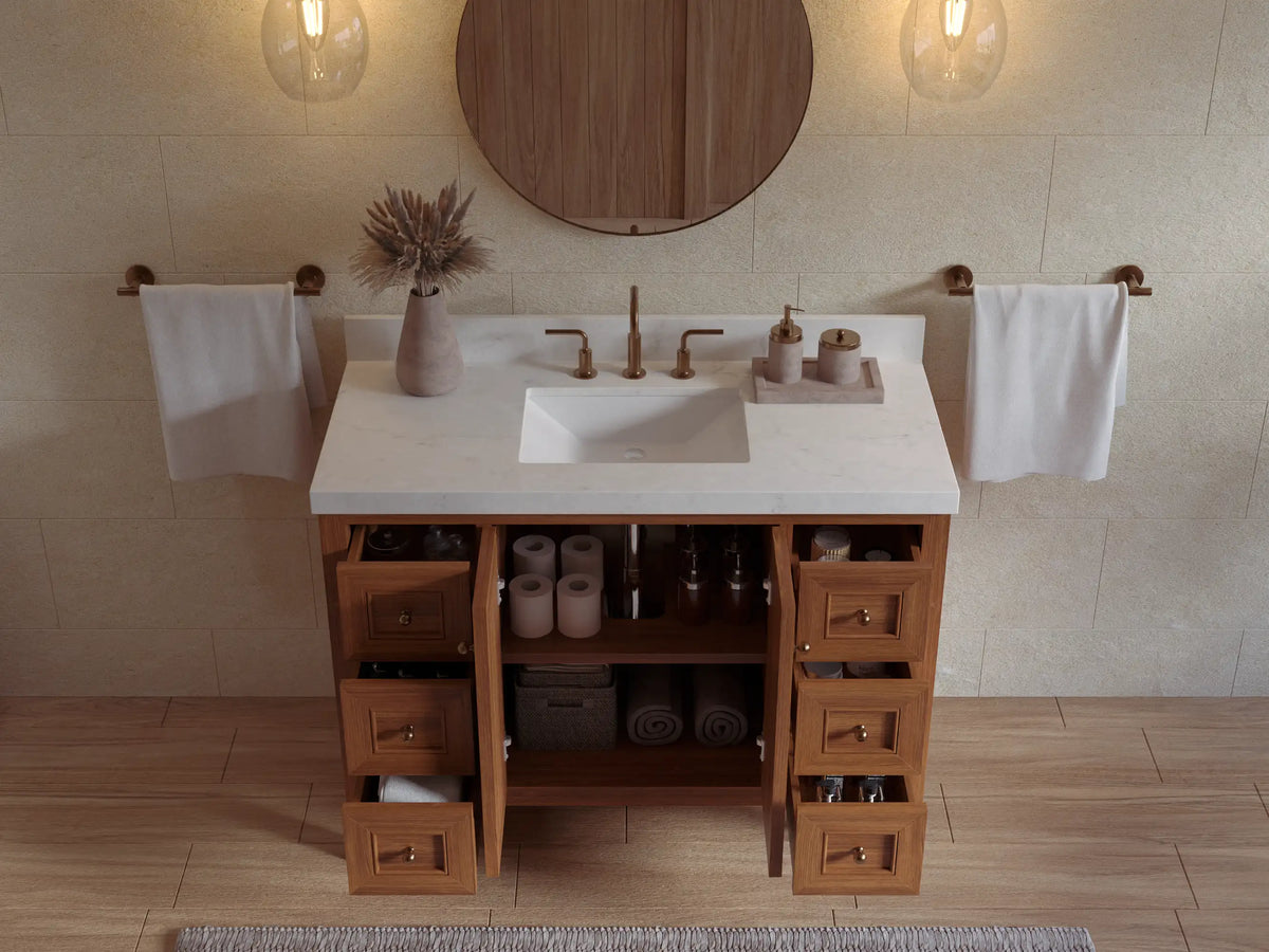 Nashville Teak Wood 48 in. W x 22 in. D Single Sink Bathroom Vanity