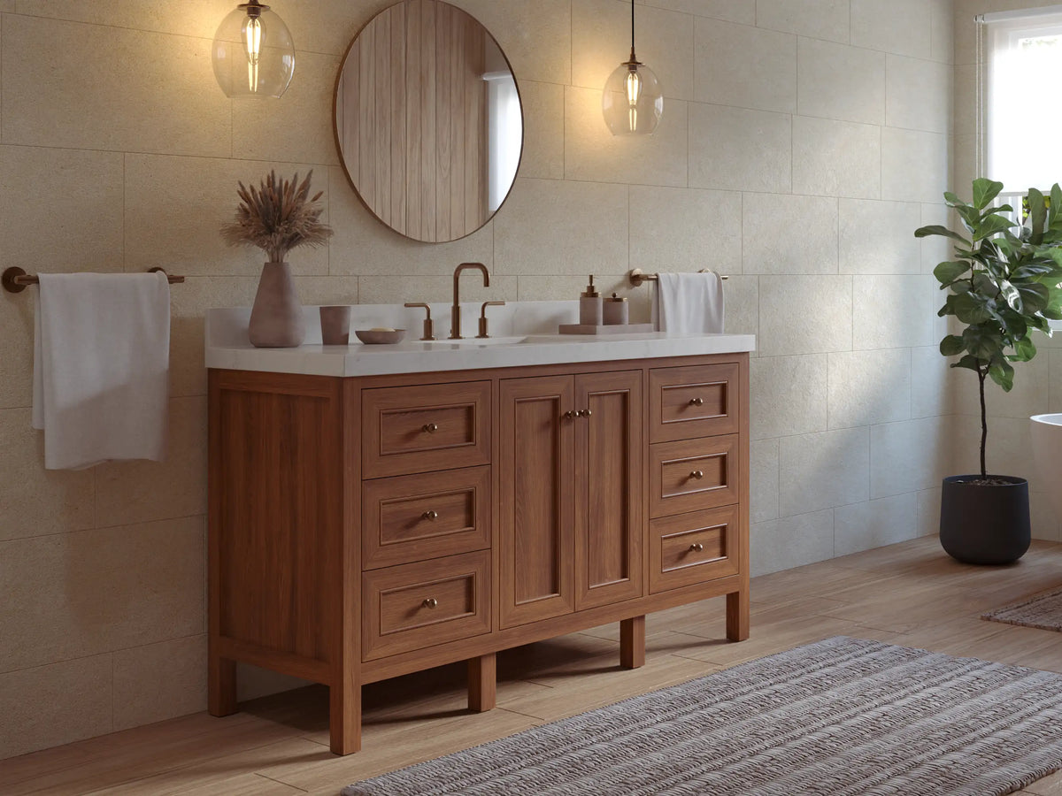 Nashville Teak Wood 60 in. W x 22 in. D Single Sink Bathroom Vanity