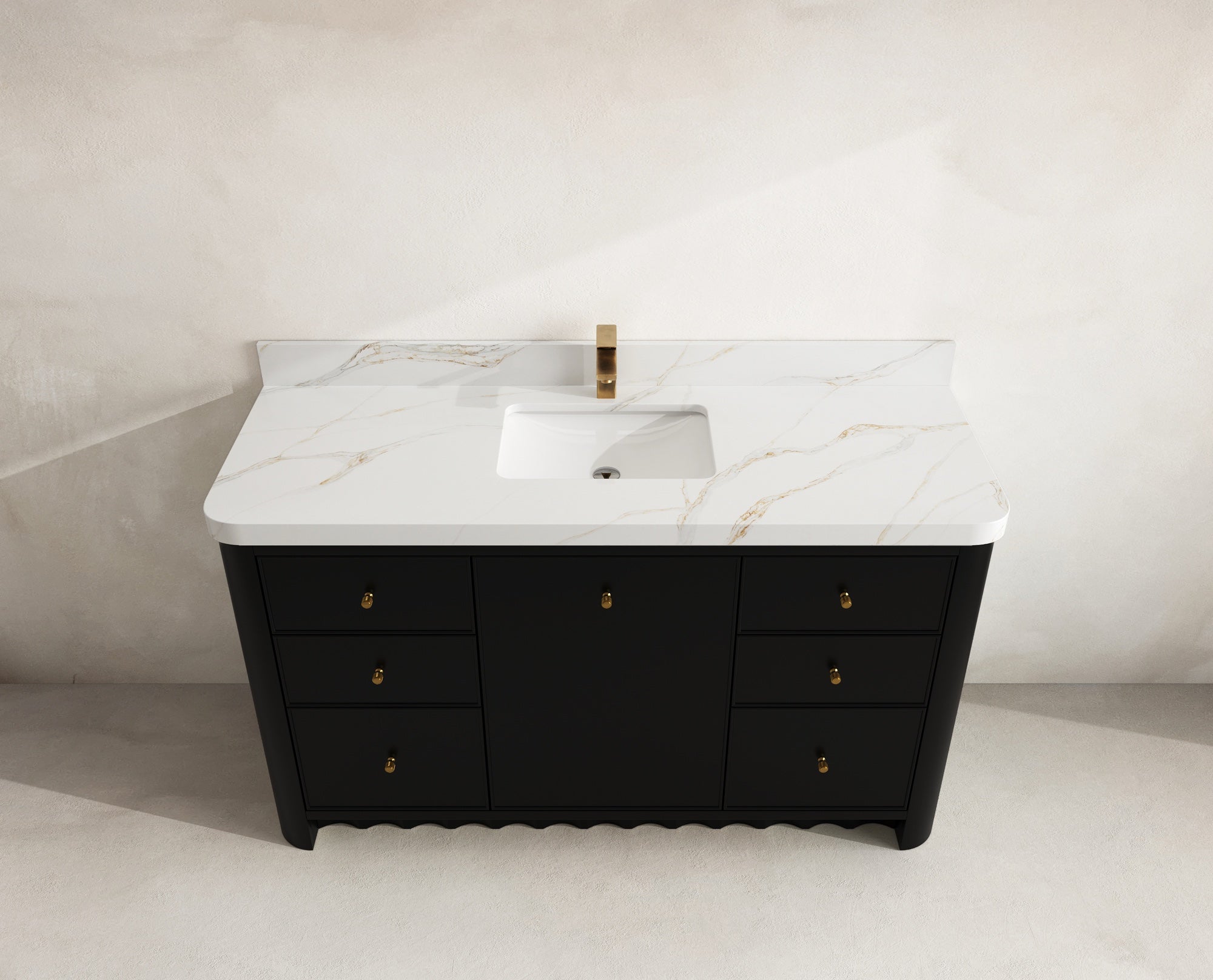 Orlando 60 in. single sink bathroom vanity in Black with R100 Calacatta Sienna Quartz top