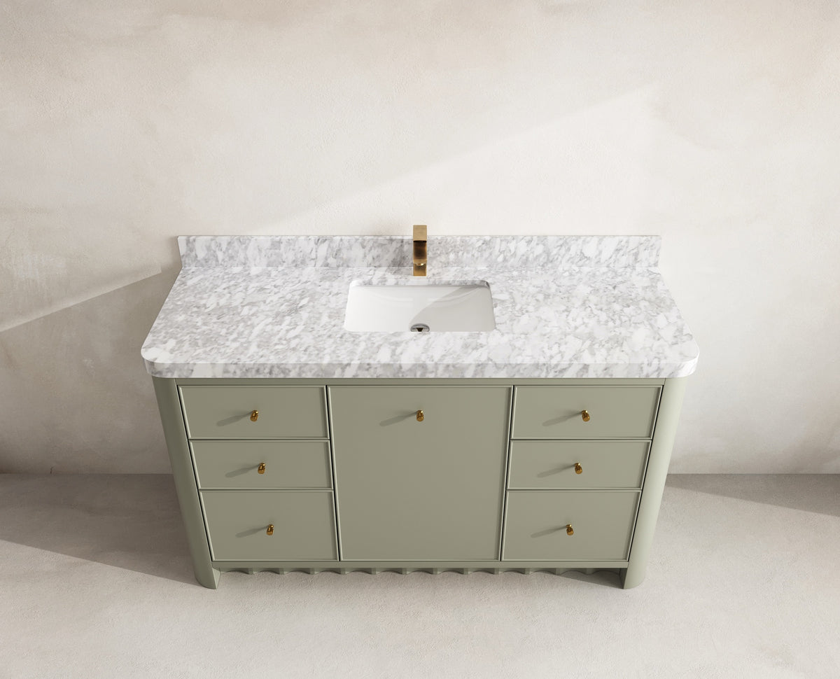Orlando 60 in. single sink bathroom vanity in Evergreen with R100 Carrara Marble top