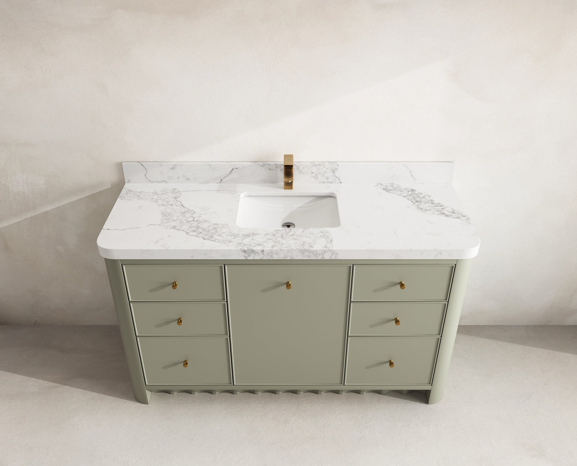 Orlando 60 in. single sink bathroom vanity in Evergreen with R100 Calacatta Nuvo Quartz top