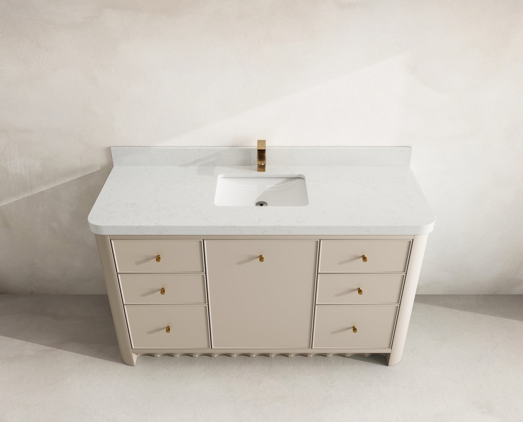 Orlando 60 in. single sink bathroom vanity in Fine Grain Linen Beige with R100 Carrara Quartz top