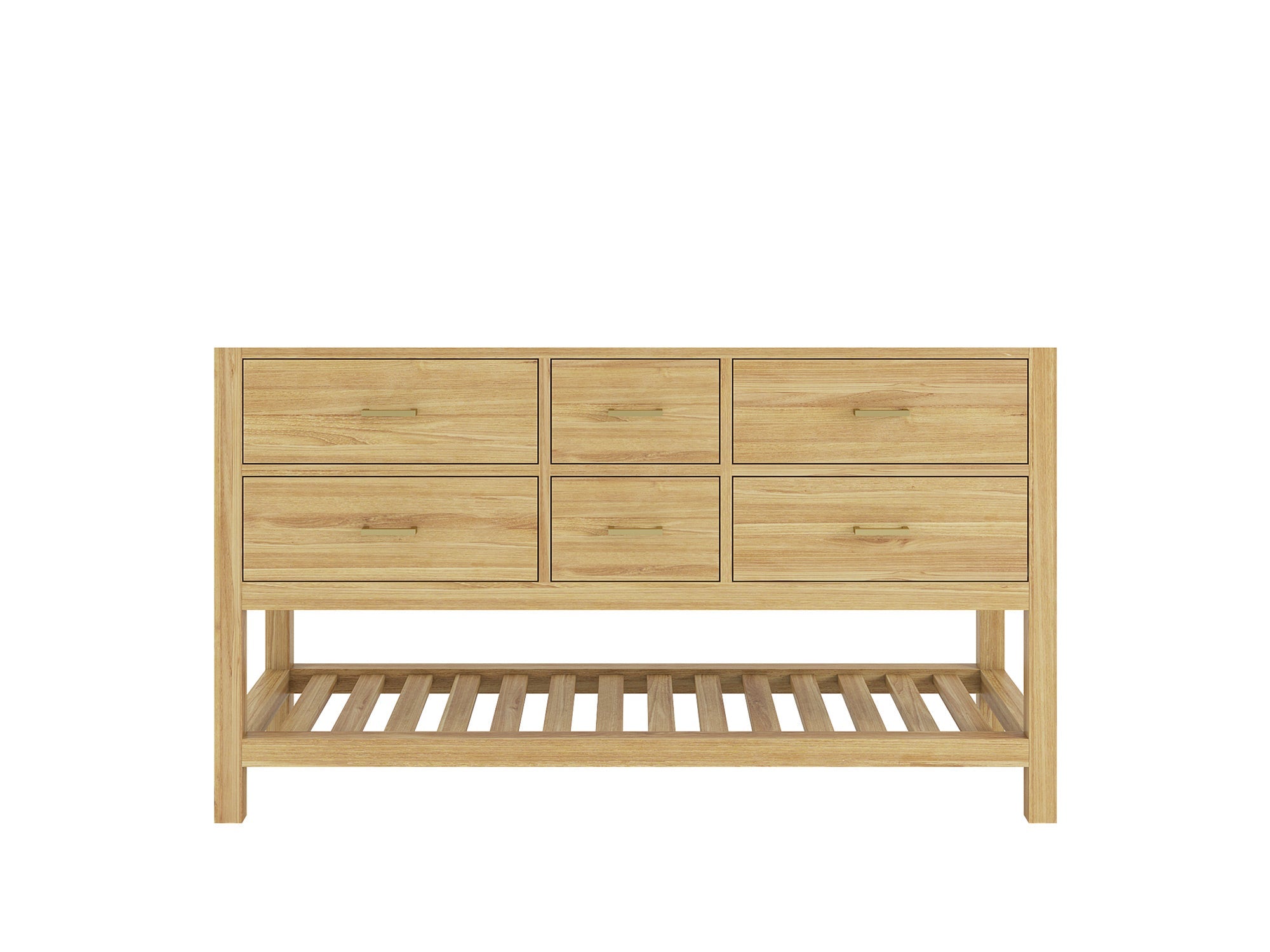 Parker Teak 60 in. W x 22 in. D Double Sink Bathroom Vanity in Light Natural - Cabinet only