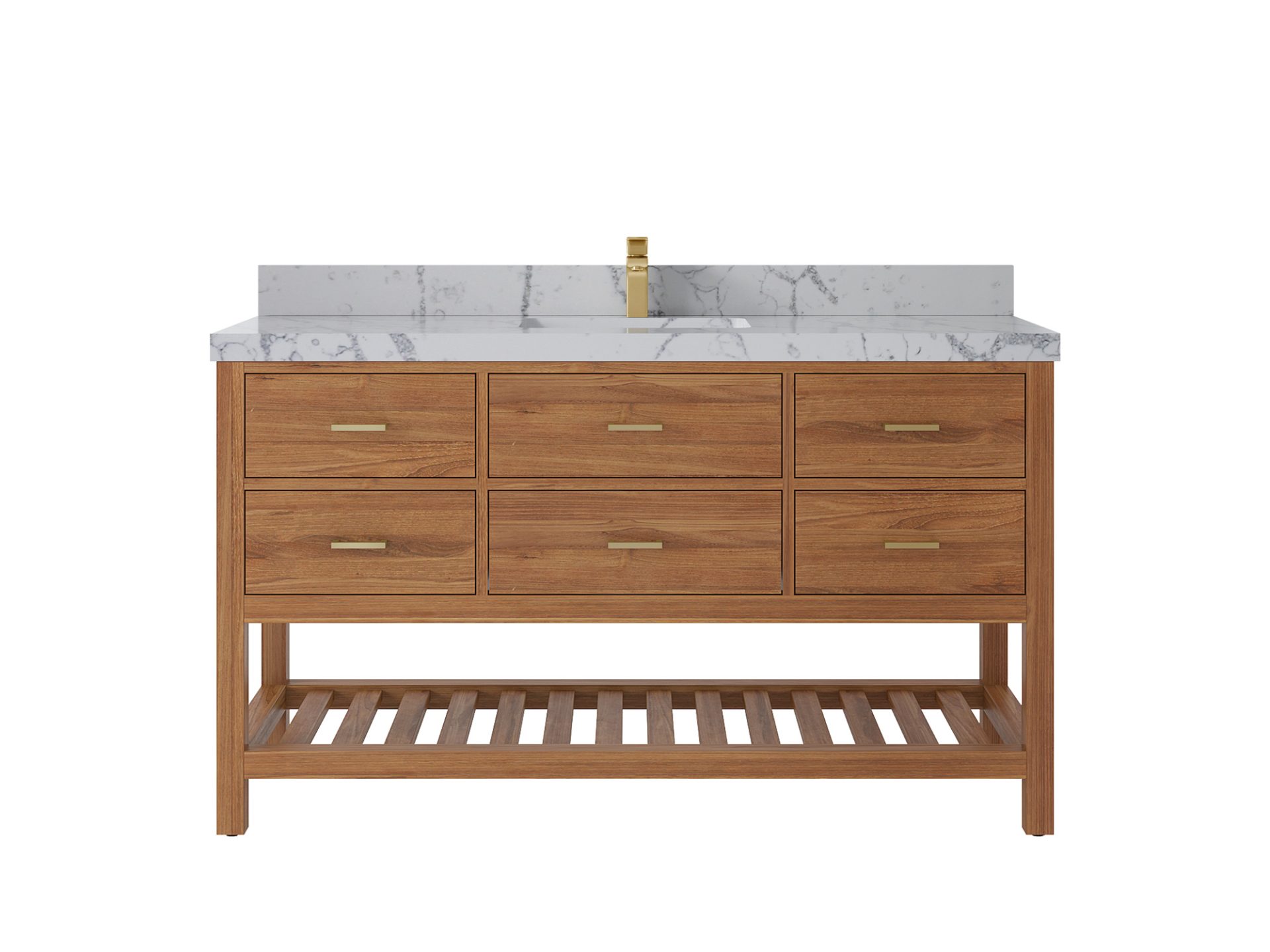 Parker Teak Wood 60 in. W x 22 in. D Single Sink Bathroom Vanity