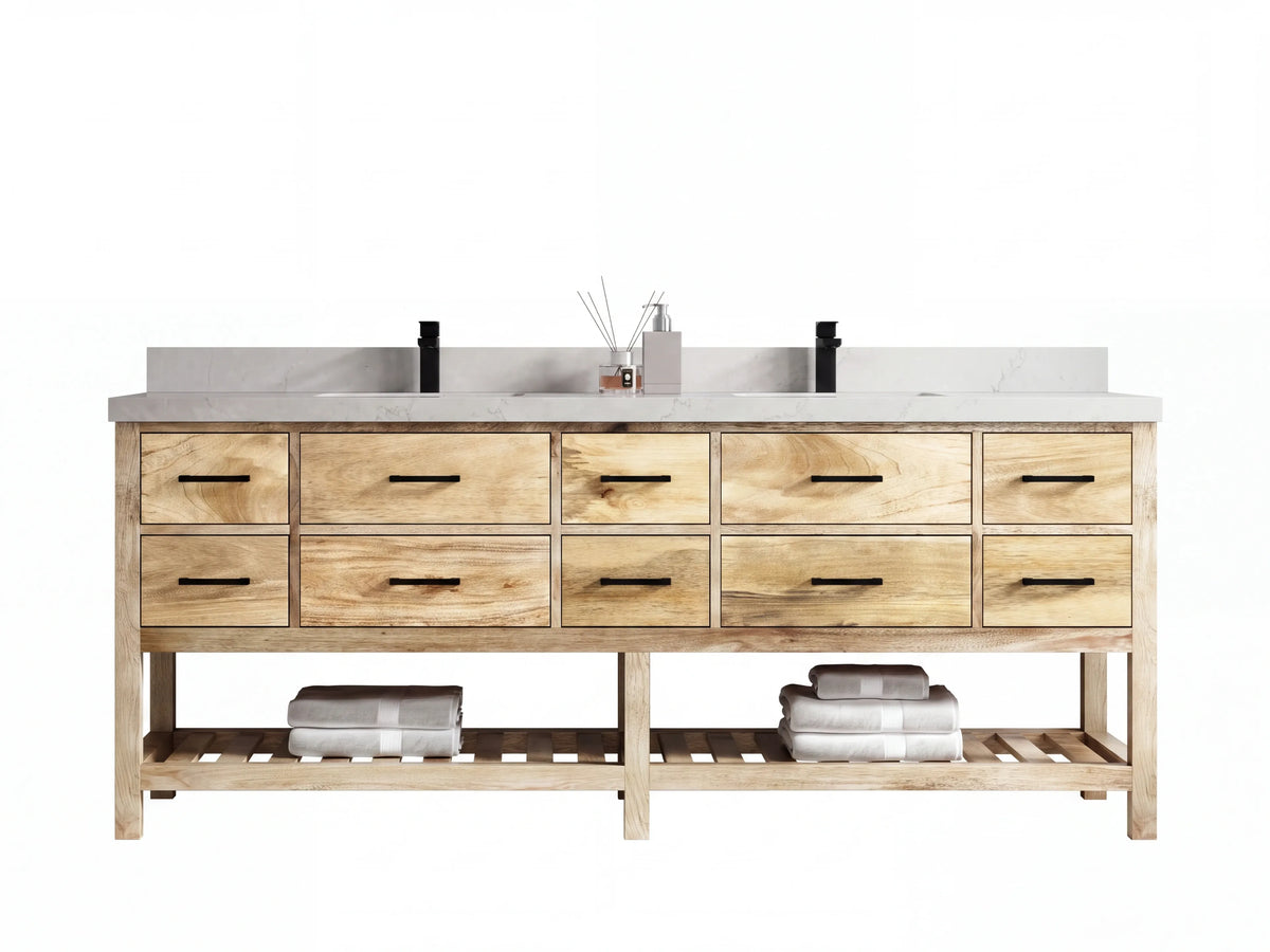 Parker Mango Wood 84 in. W x 22 in. D Double Sink Bathroom Vanity