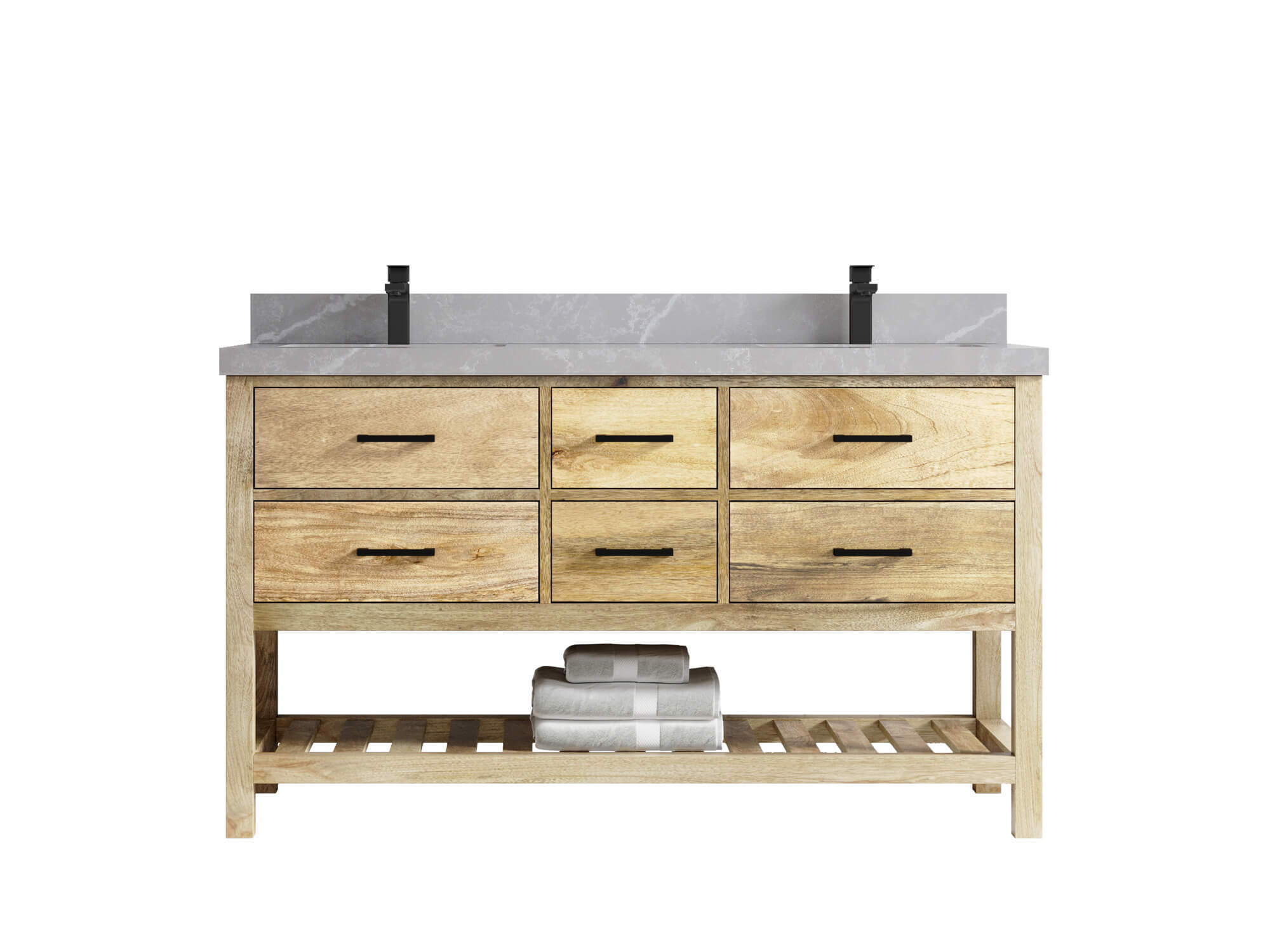 Parker Mango Wood 60 in. W x 22 in. D Double Sink Bathroom Vanity