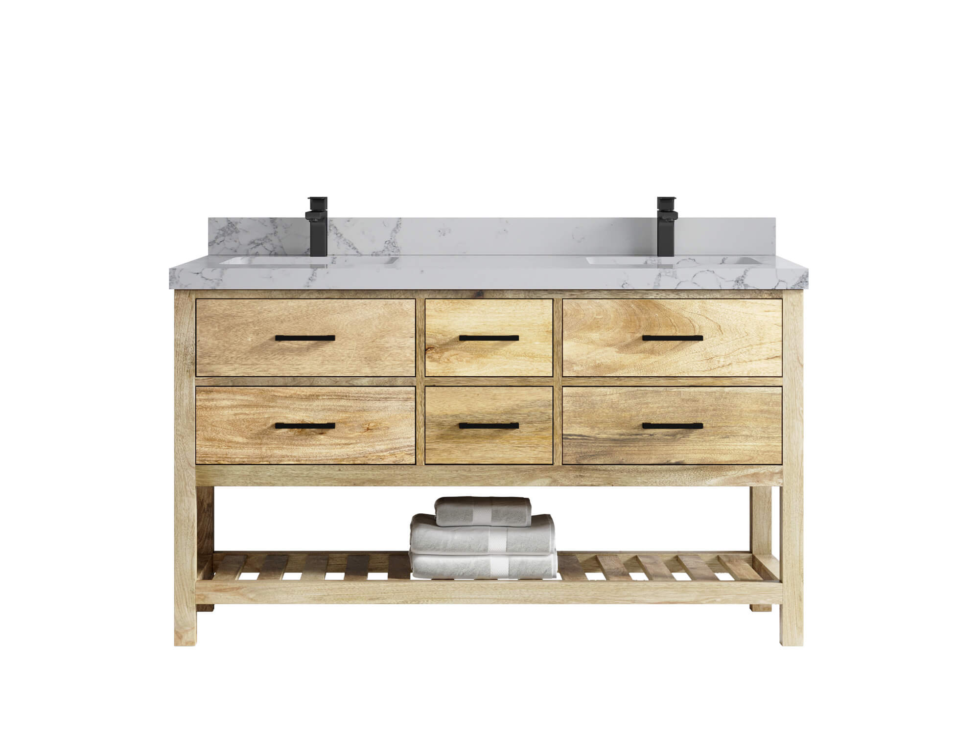 Parker Mango Wood 60 in. W x 22 in. D Double Sink Bathroom Vanity