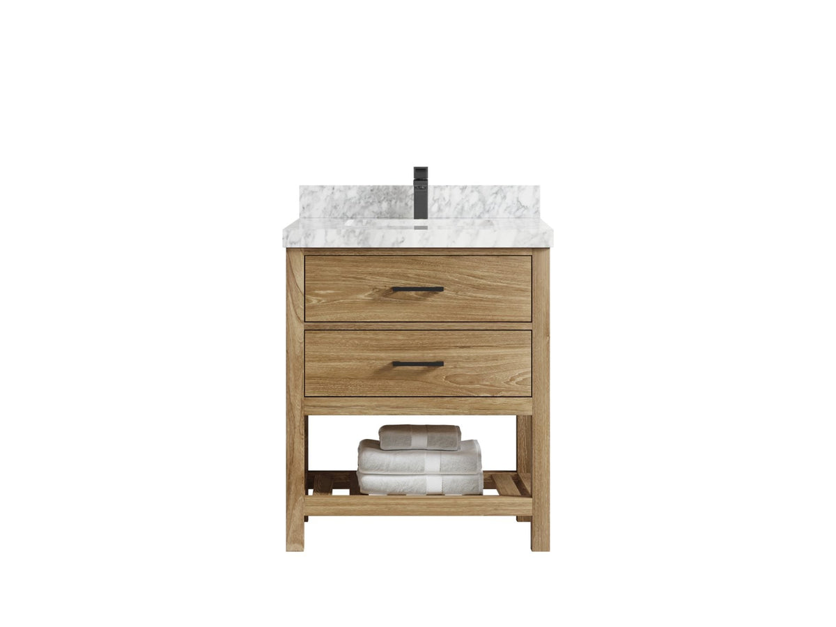 Parker Teak Wood 30 in. W x 22 in. D Single Sink Bathroom Vanity