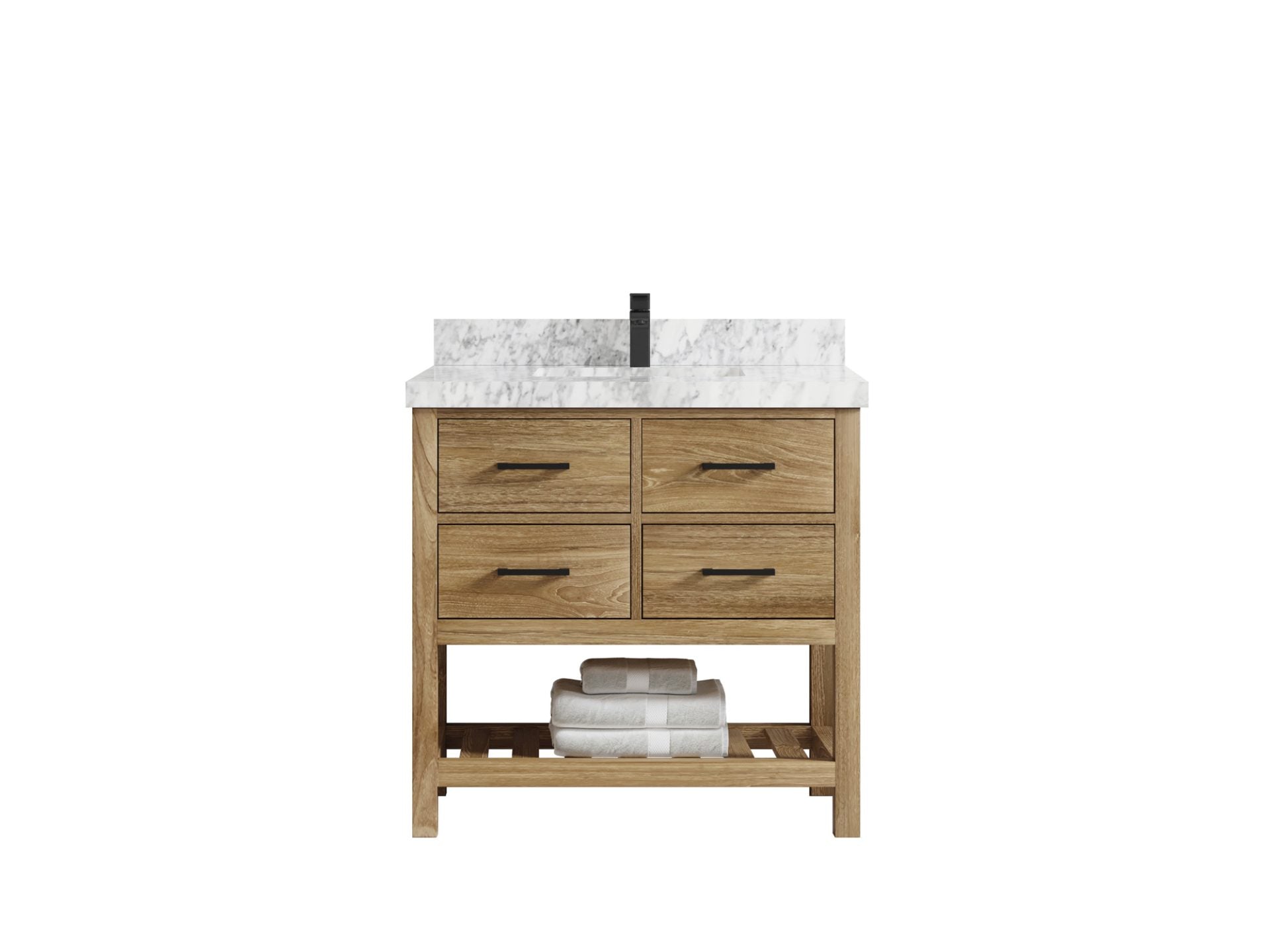 Parker Teak Wood 36 in. W x 22 in. D Center Sink Bathroom Vanity
