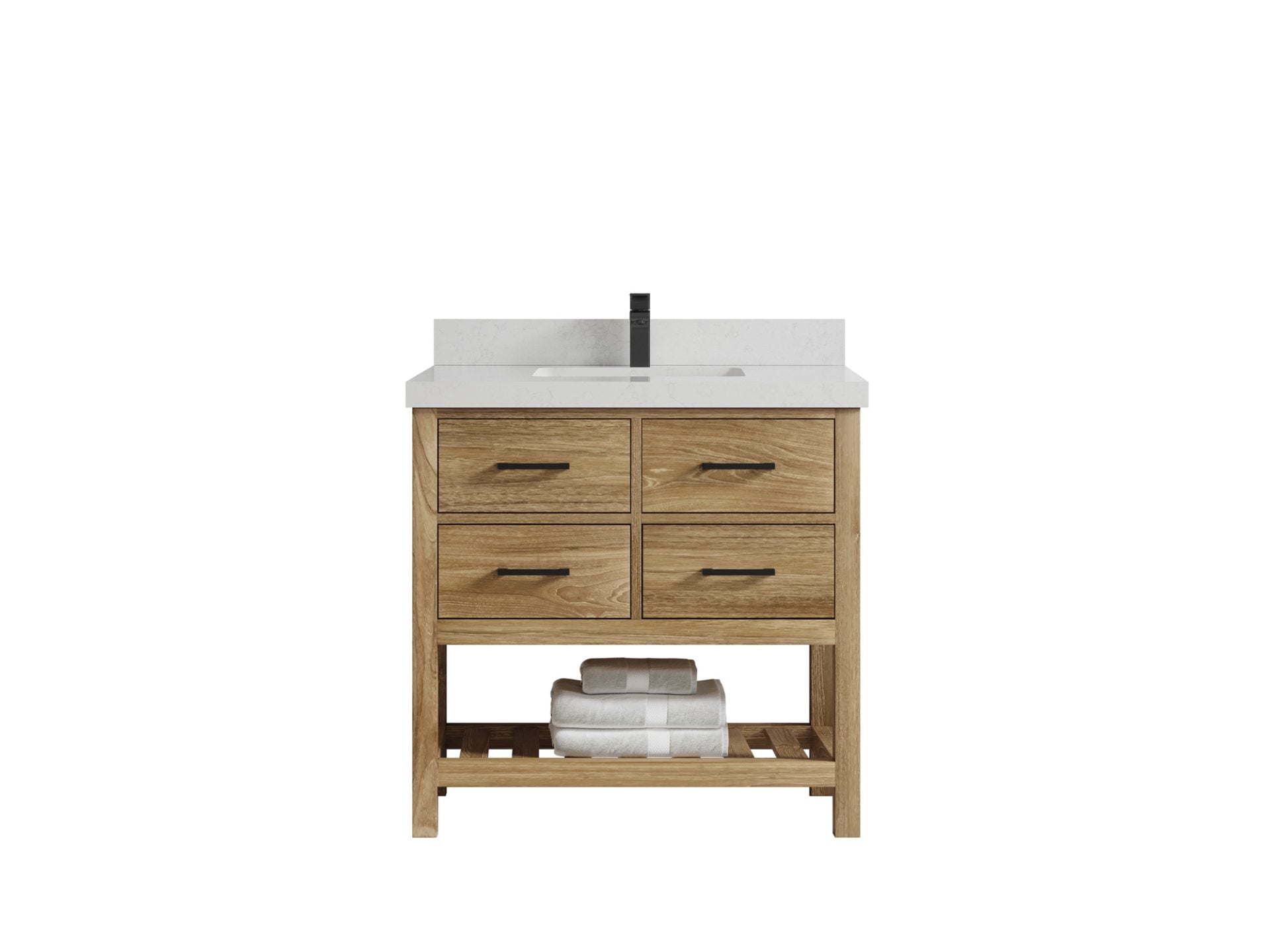 Parker Teak Wood 36 in. W x 22 in. D Center Sink Bathroom Vanity