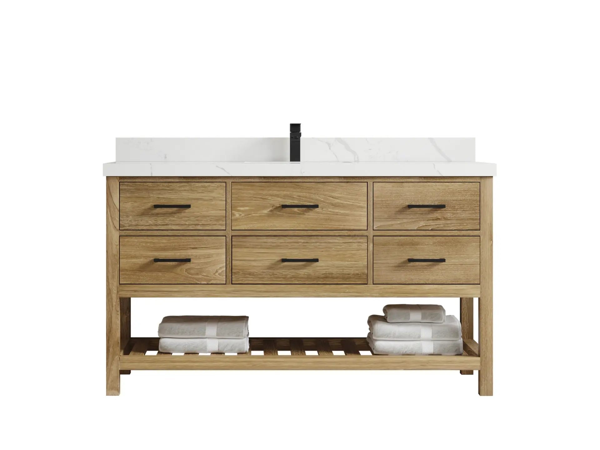 Parker Teak Wood 60 in. W x 22 in. D Single Sink Bathroom Vanity