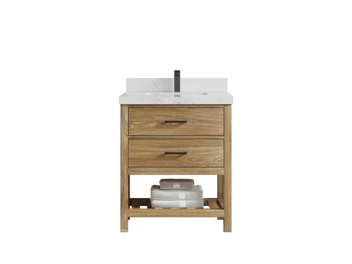 Parker Teak Wood 30 in. W x 22 in. D Single Sink Bathroom Vanity