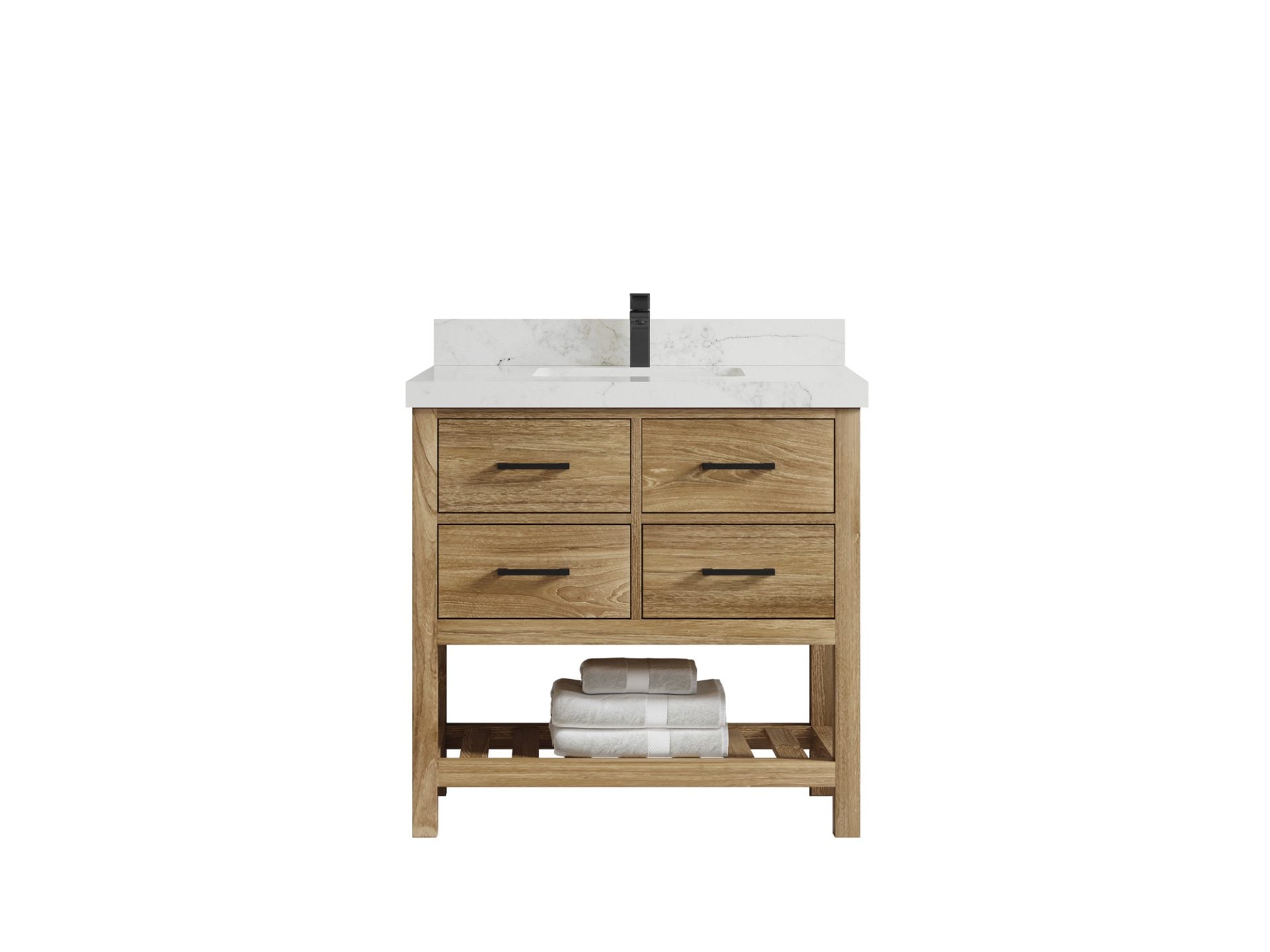 Parker Teak Wood 36 in. W x 22 in. D Center Sink Bathroom Vanity