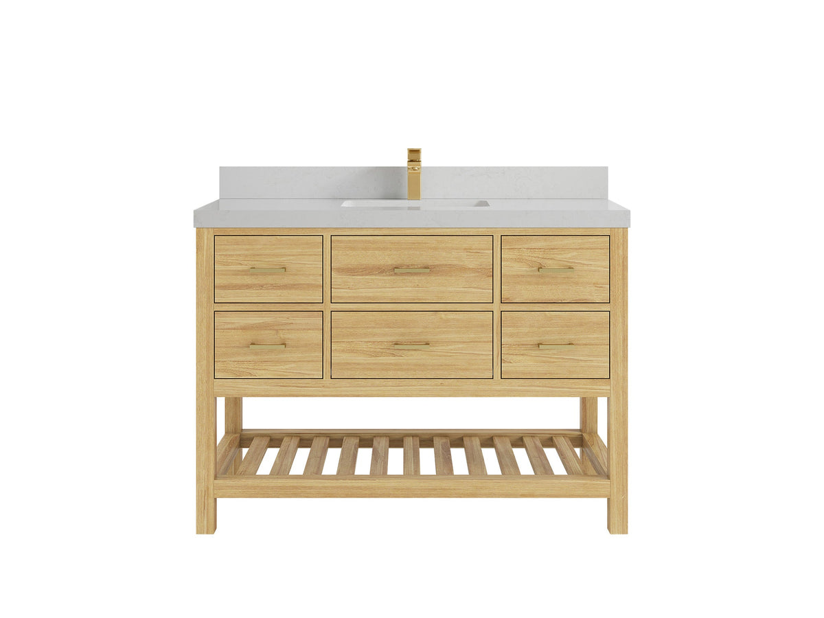 Parker Teak Wood 48 in. W x 22 in. D Single Sink Bathroom Vanity