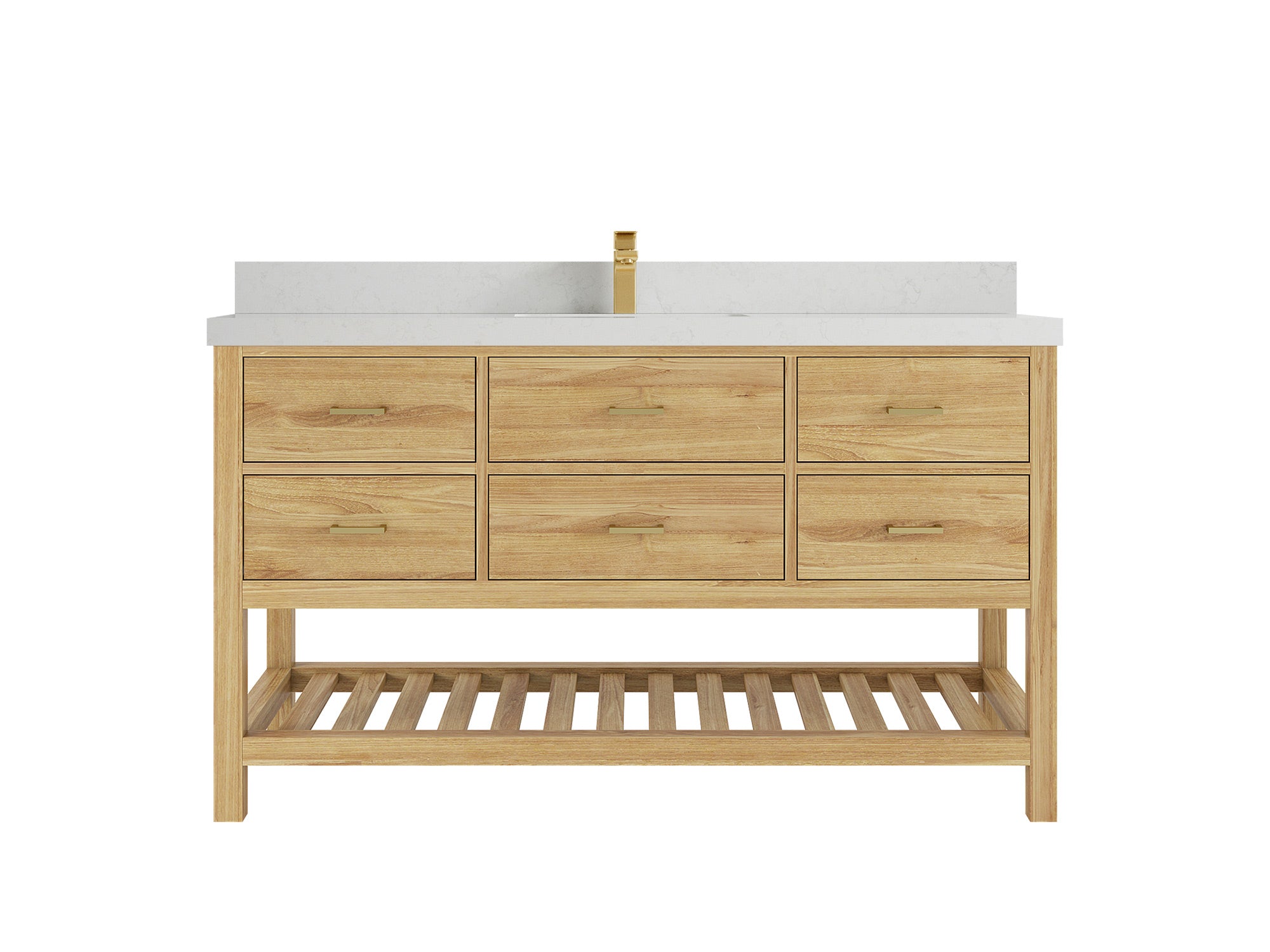 Parker Teak Wood 60 in. W x 22 in. D Single Sink Bathroom Vanity