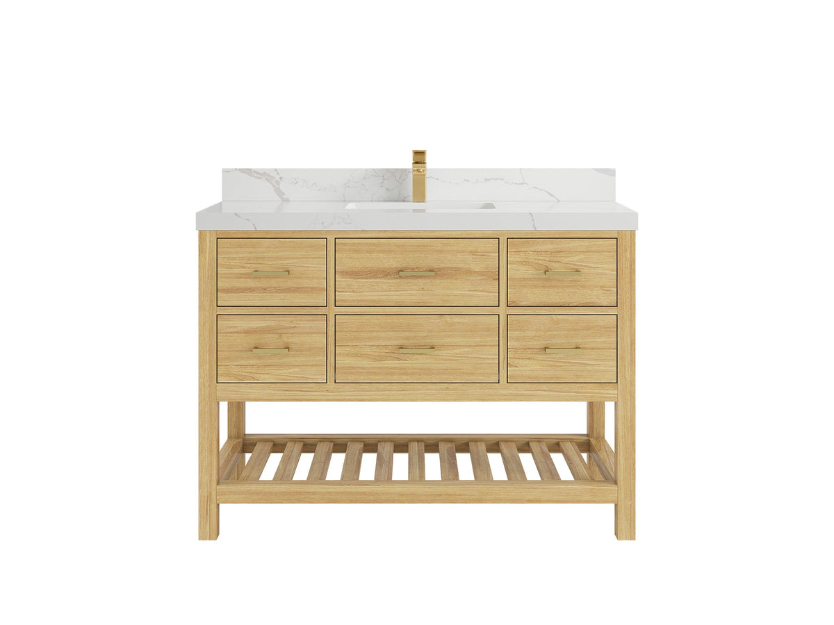 Parker Teak Wood 48 in. W x 22 in. D Single Sink Bathroom Vanity