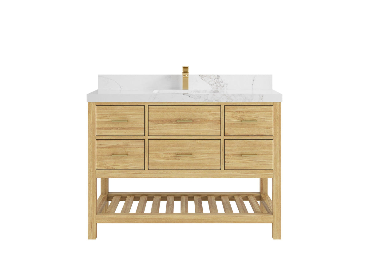 Parker Teak Wood 48 in. W x 22 in. D Single Sink Bathroom Vanity
