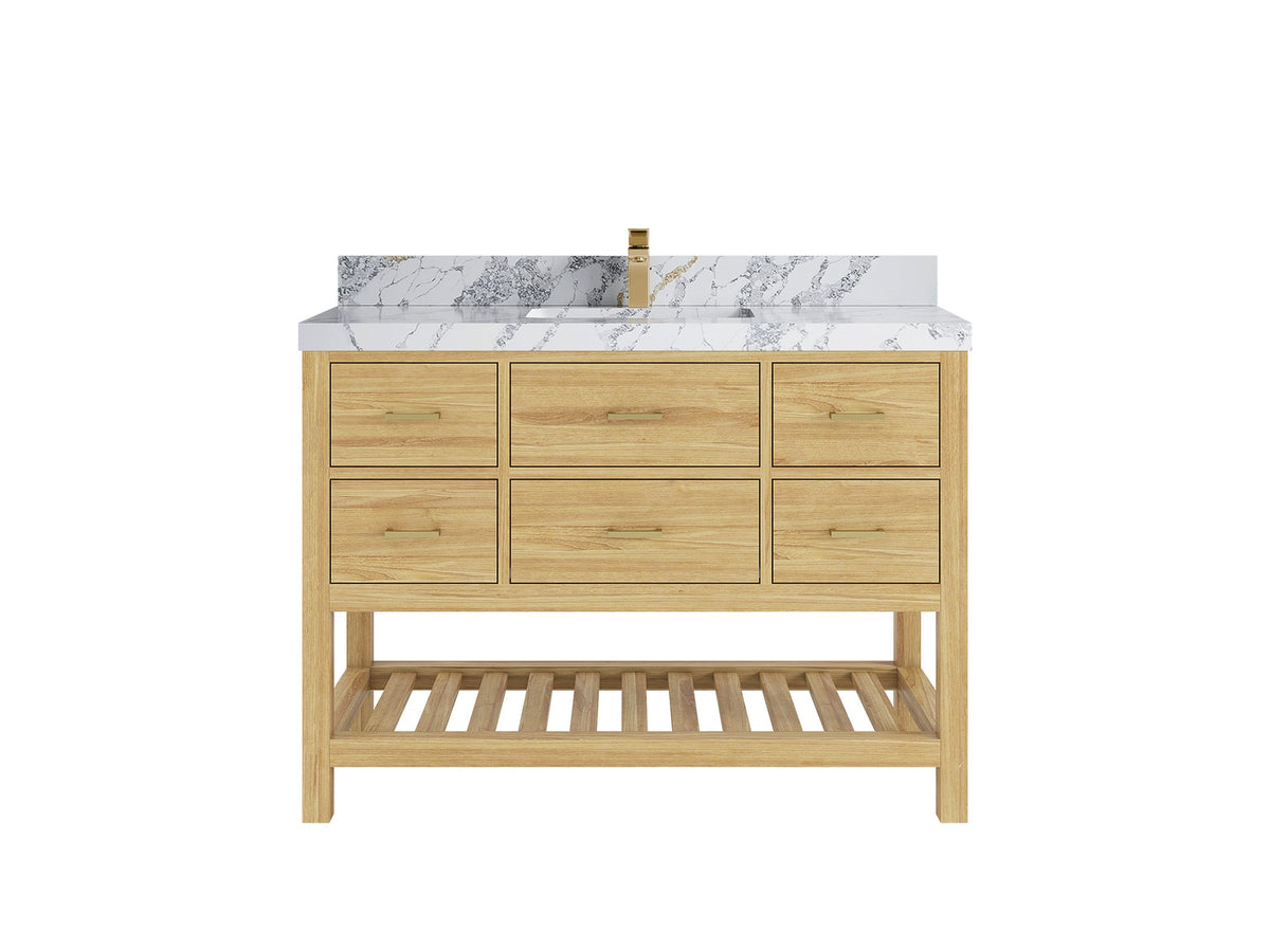 Parker Teak Wood 48 in. W x 22 in. D Single Sink Bathroom Vanity