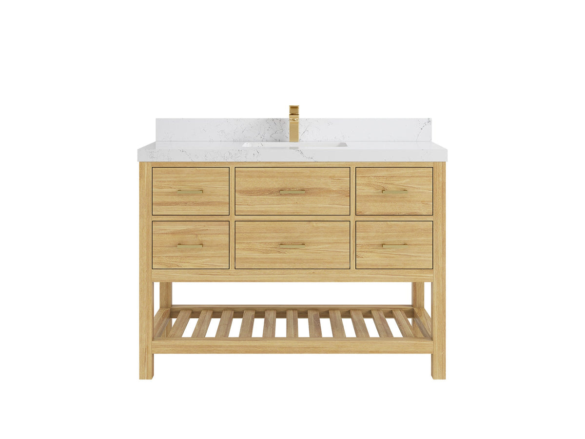 Parker Teak Wood 48 in. W x 22 in. D Single Sink Bathroom Vanity