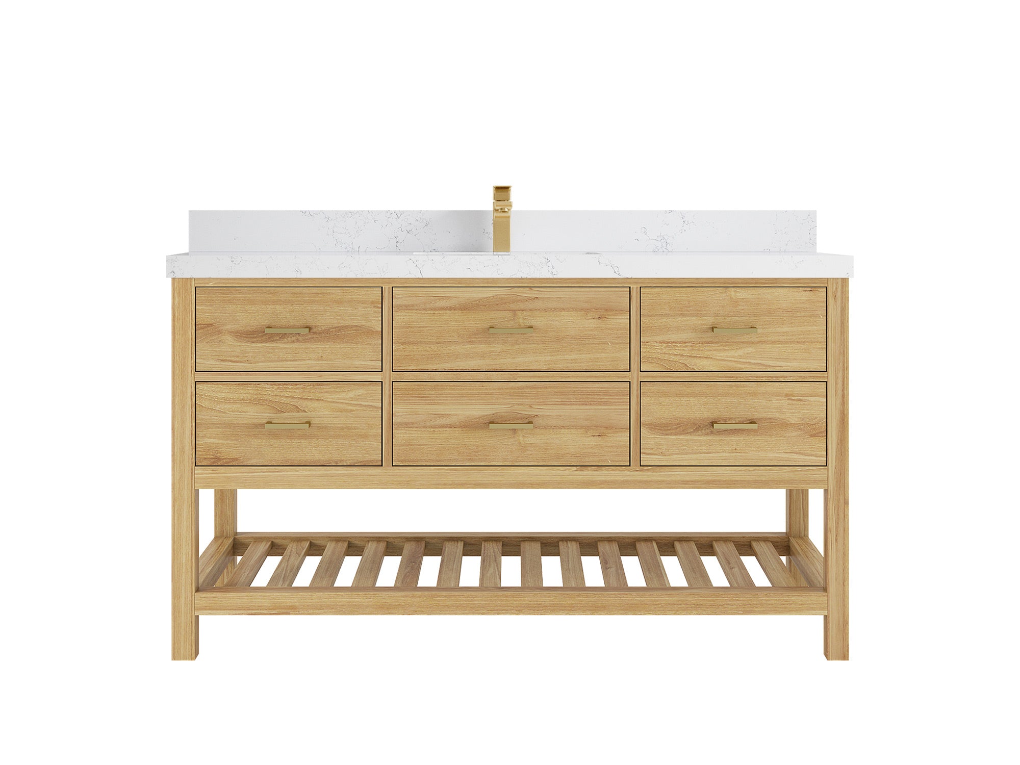 Parker Teak Wood 60 in. W x 22 in. D Single Sink Bathroom Vanity