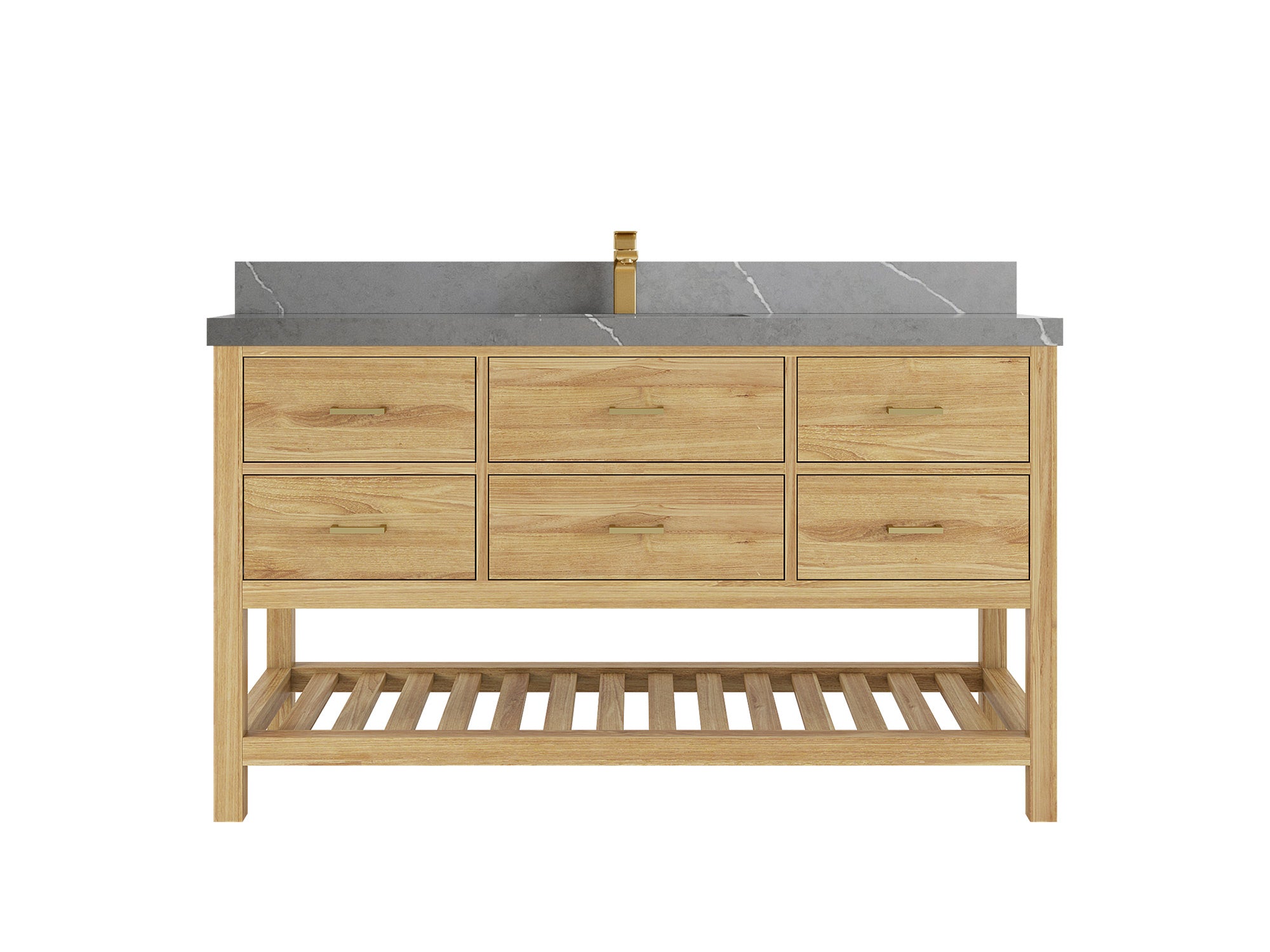 Parker Teak Wood 60 in. W x 22 in. D Single Sink Bathroom Vanity
