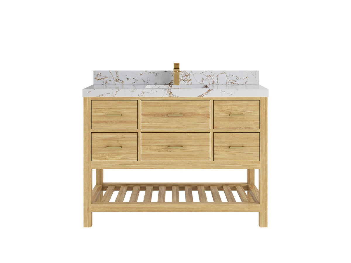 Parker Teak Wood 48 in. W x 22 in. D Single Sink Bathroom Vanity