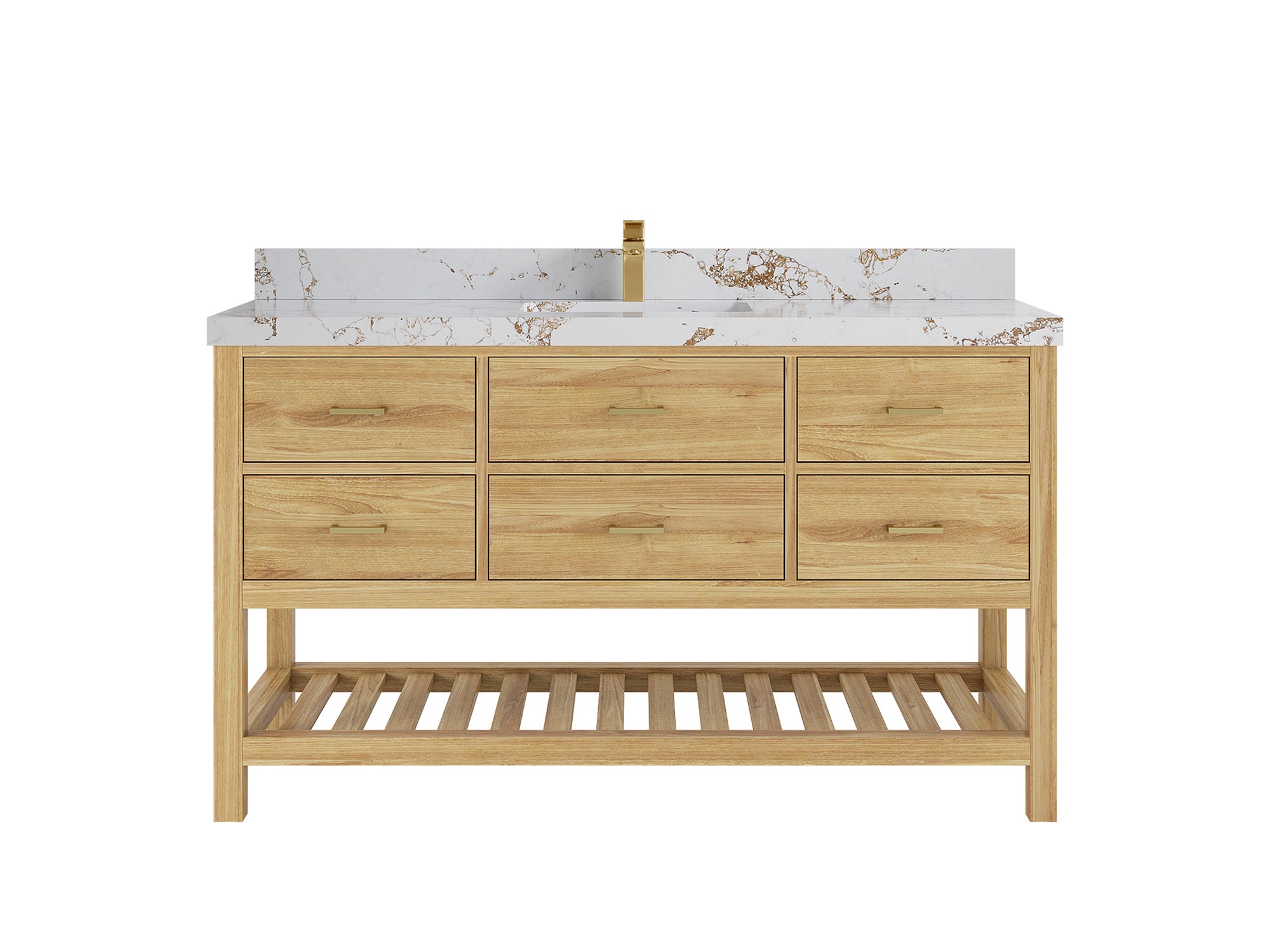 Parker Teak Wood 60 in. W x 22 in. D Single Sink Bathroom Vanity