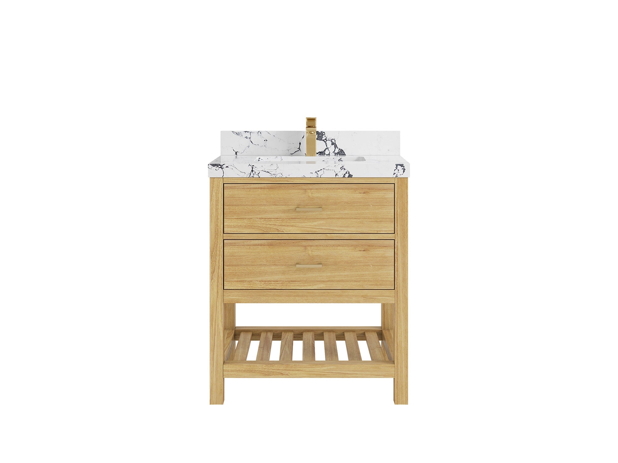 Parker Teak 30 in. W x 22 in. D Single Sink Bathroom Vanity in Light Natural with 2 in Viola Night Quartz Countertop