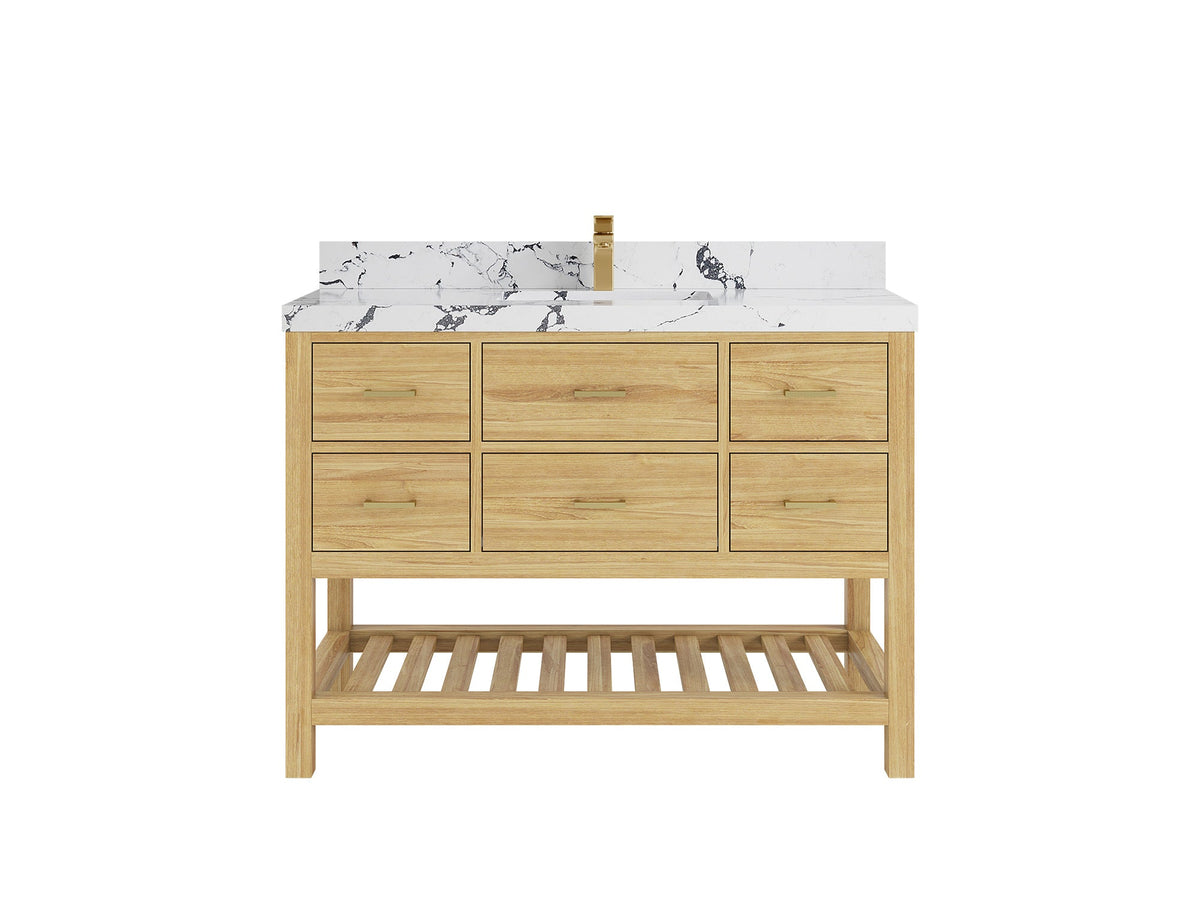 Parker Teak Wood 48 in. W x 22 in. D Single Sink Bathroom Vanity
