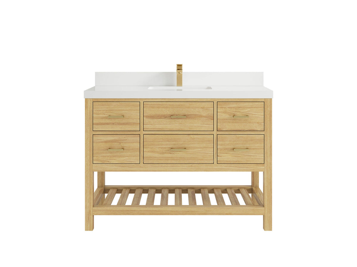 Parker Teak Wood 48 in. W x 22 in. D Single Sink Bathroom Vanity