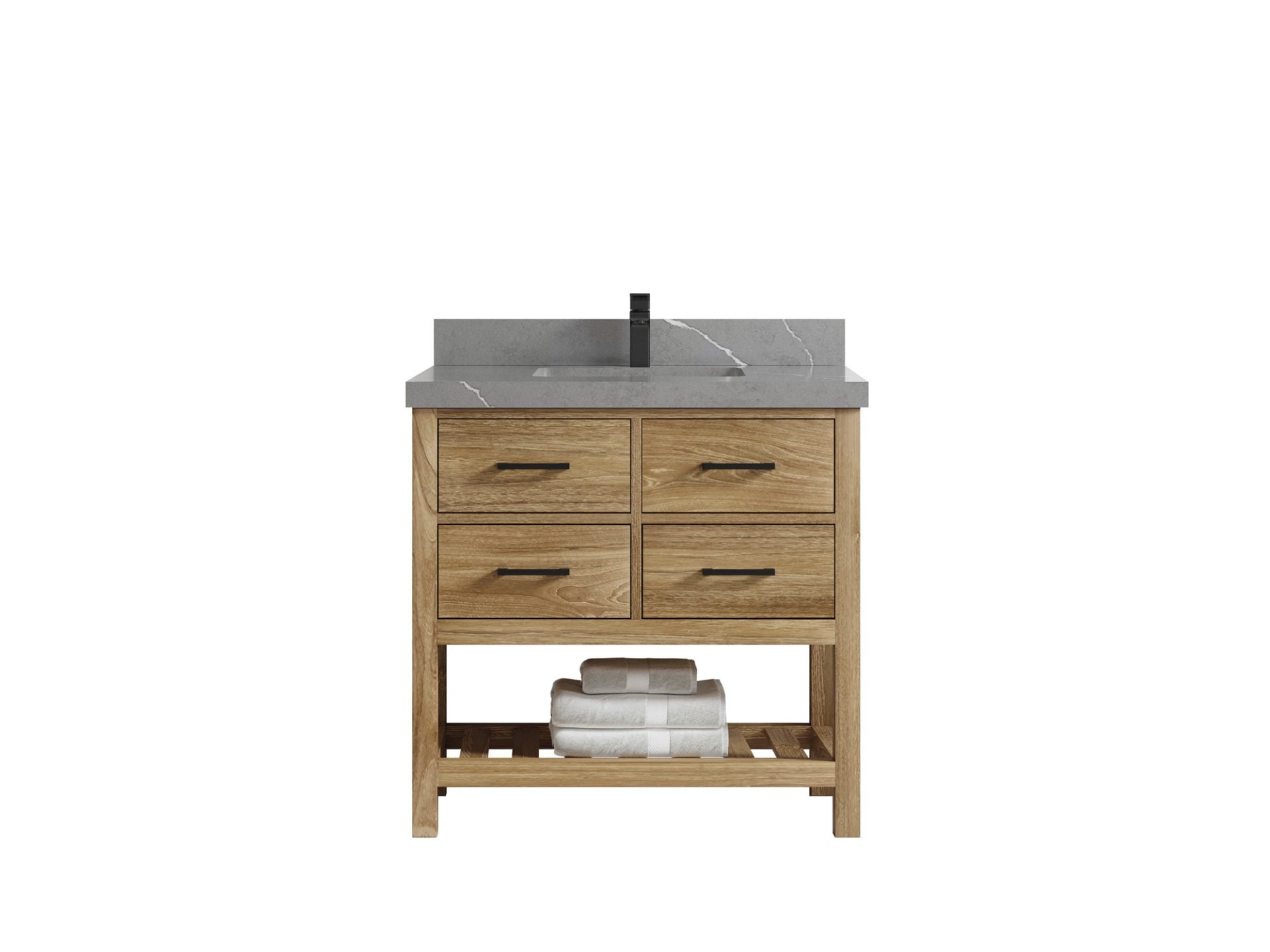 Parker Teak Wood 36 in. W x 22 in. D Center Sink Bathroom Vanity