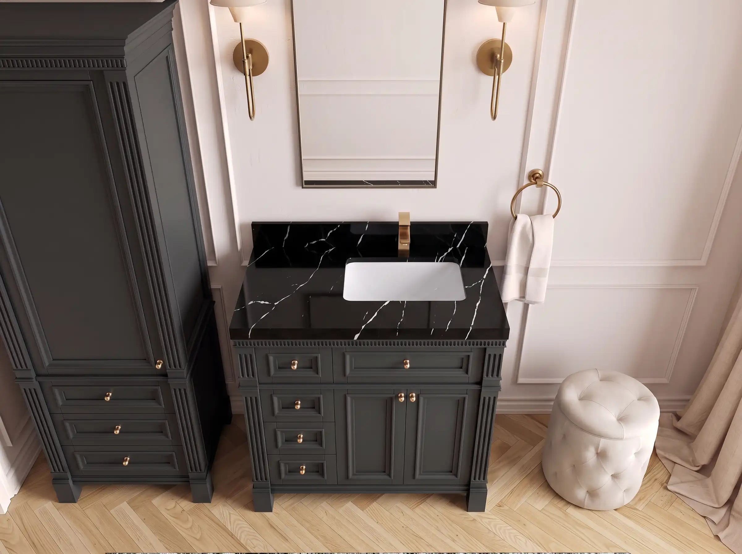 Paris 36 in. W x 22 in. D Right Offset Sink Bathroom Vanity