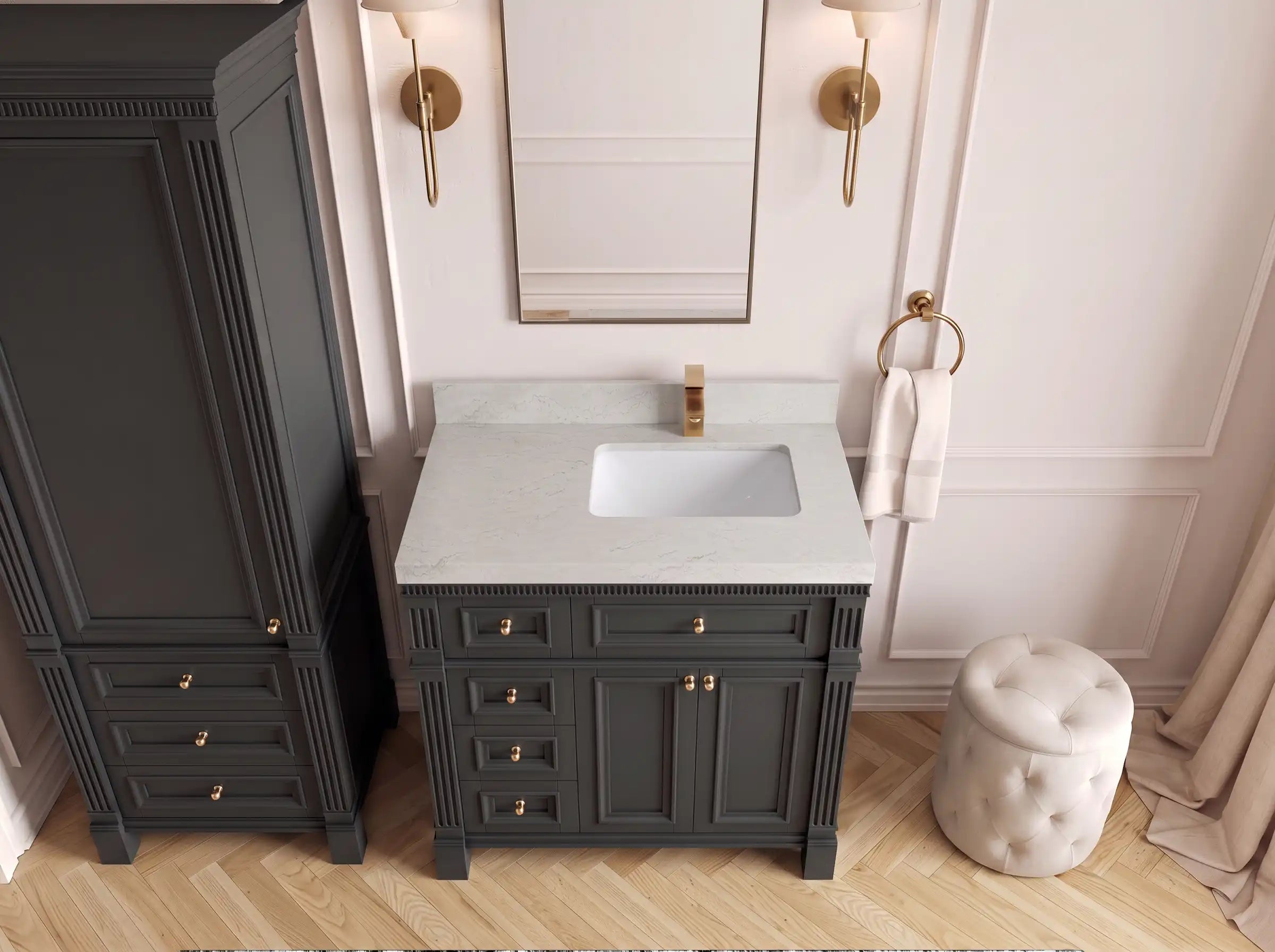 Paris 36 in. W x 22 in. D Right Offset Sink Bathroom Vanity
